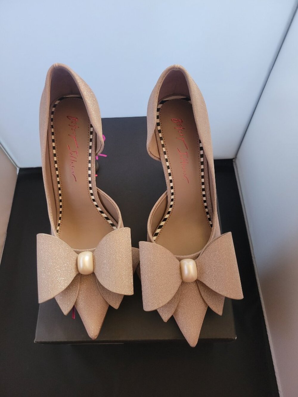 Betsey Johnson Kyliee Pointed Toe Pump In Champagne